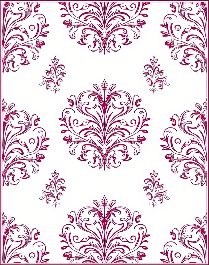 Crimson Floral Acanthus Scroll Rug