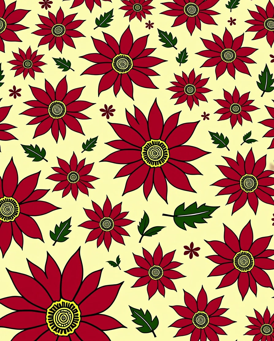 Crimson Floral Garden Cream Background Rug