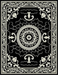 Black Ivory Floral Medallion Frame Rug