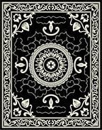 Black Ivory Floral Medallion Frame Rug