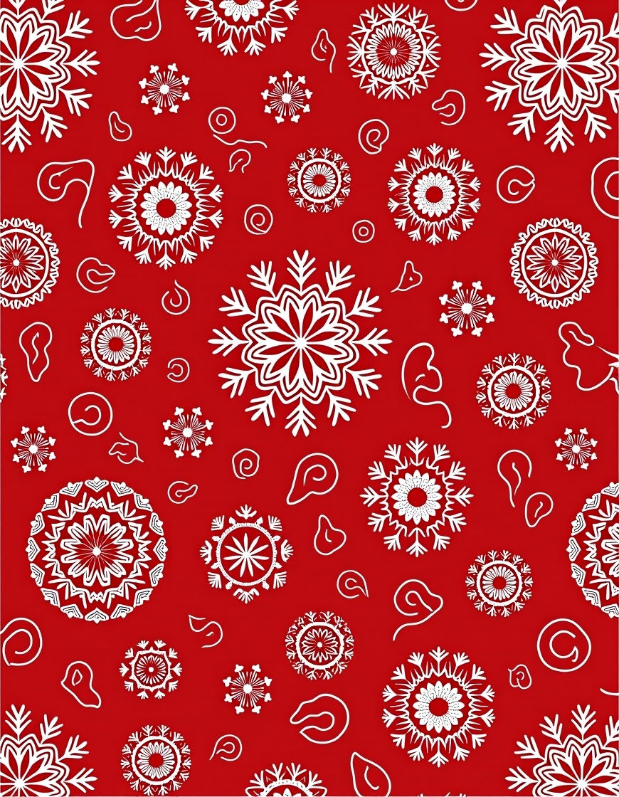 Crimson Snowflake Mandala Medallion Rug