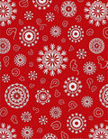 Crimson Snowflake Mandala Medallion Rug