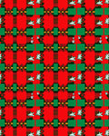Red Green Plaid Starburst Folk Rug