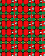 Red Green Plaid Starburst Folk Rug