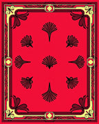 Crimson Yellow Fan Border Medallion Rug