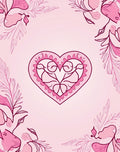 Pink Heart Floral Border Rug