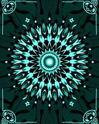 Emerald Teal Radiant Starburst Mandala Rug