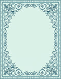 Art Nouveau Teal Floral Border Rug