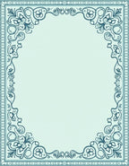 Art Nouveau Teal Floral Border Rug