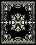 Ornate Black Ivory Medallion Border Rug