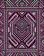 Bold Pink Geometric Tribal Medallion Rug