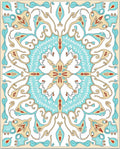 Ornate Teal Floral Medallion Symmetry Rug