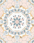Blush Pink Teal Floral Mandala Rug