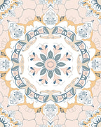 Blush Pink Teal Floral Mandala Rug