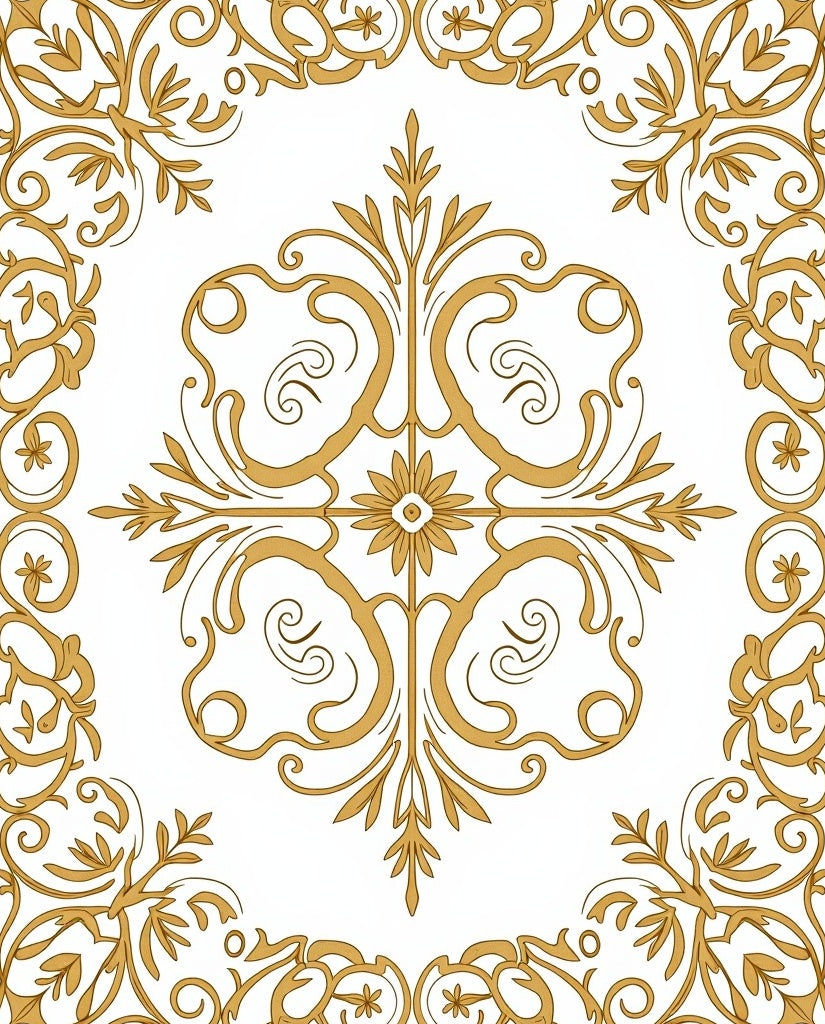 Golden Flourish Central Medallion Border Rug