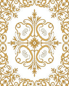 Golden Flourish Central Medallion Border Rug