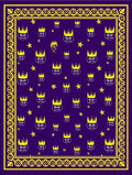 Purple Yellow Crowned Face Border Rug