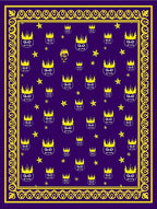 Purple Yellow Crowned Face Border Rug
