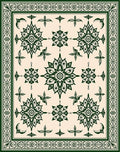 Emerald Green Floral Motif Area Rug