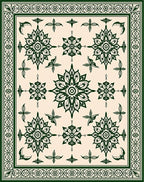 Emerald Green Floral Motif Area Rug