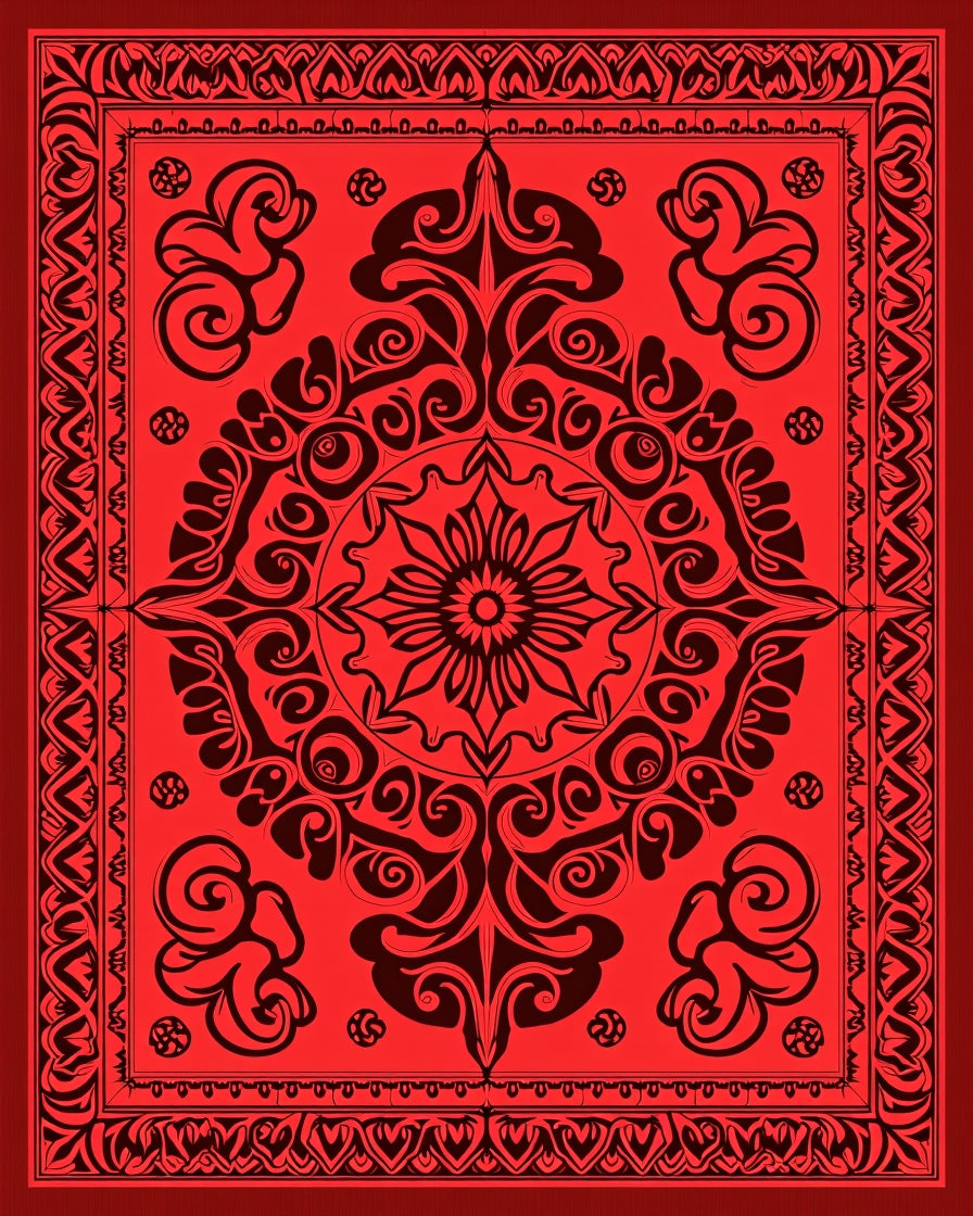 Crimson Scarlet Intricate Floral Medallion Rug