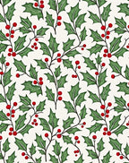 Festive Green Holly Berry Sprigs Rug