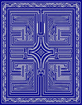 Intricate Blue White Geometric Maze Rug