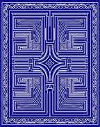Intricate Blue White Geometric Maze Rug