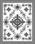 Monochromatic Floral Scroll Ornament Frame Rug