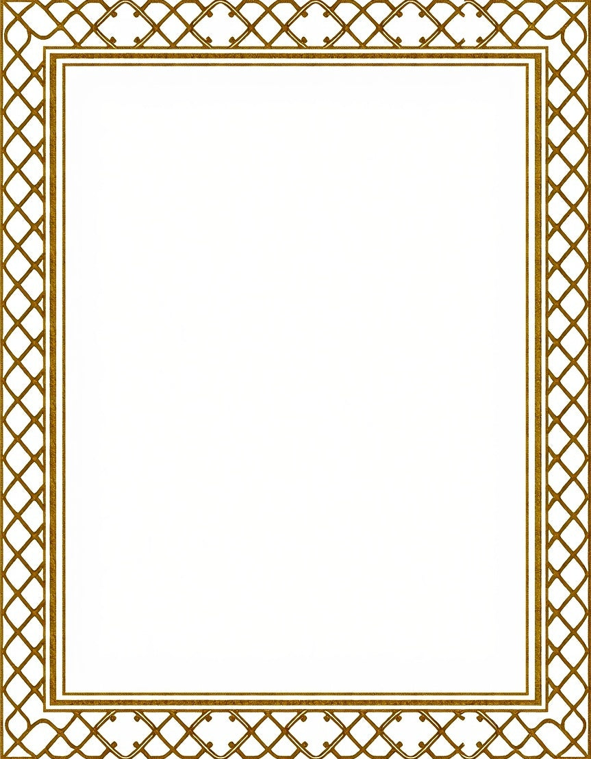 Golden Interlocking Lattice Border Rug