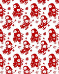 Red Chinese Folk Art Characters Rug