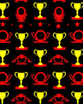 Gold Yellow Red Trophy Collage Rug