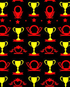 Gold Yellow Red Trophy Collage Rug