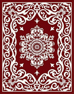 Crimson Ivory Ornate Medallion Border Rug