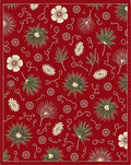 Crimson Floral Palm Silhouette Rug