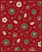 Crimson Floral Palm Silhouette Rug