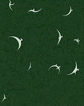 Dark Teal Swirling Birds Art Rug