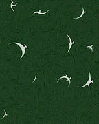 Dark Teal Swirling Birds Art Rug