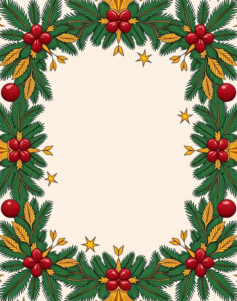 Festive Greenery Red Berry Star Rug
