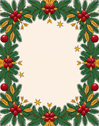 Festive Greenery Red Berry Star Rug