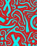 Vibrant Red Aqua Swirls Rug