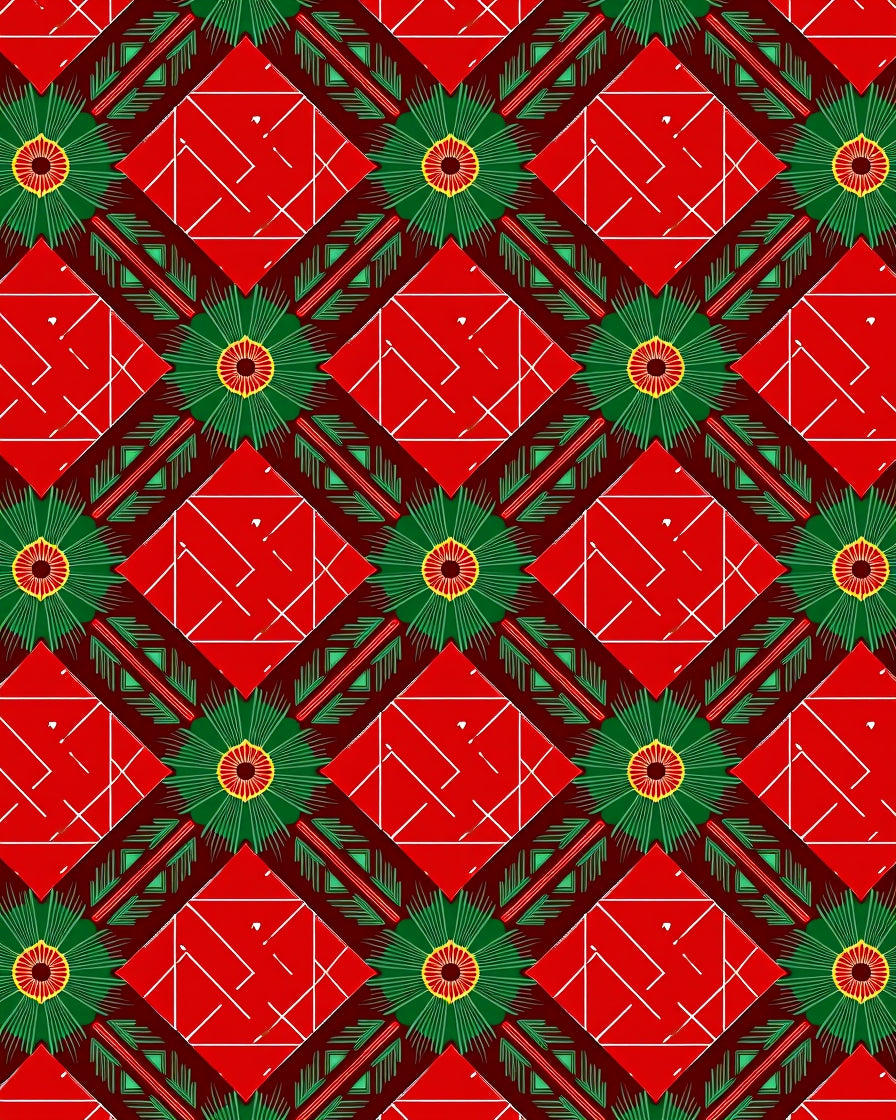 Crimson Green Radial Diamond Medallion Rug