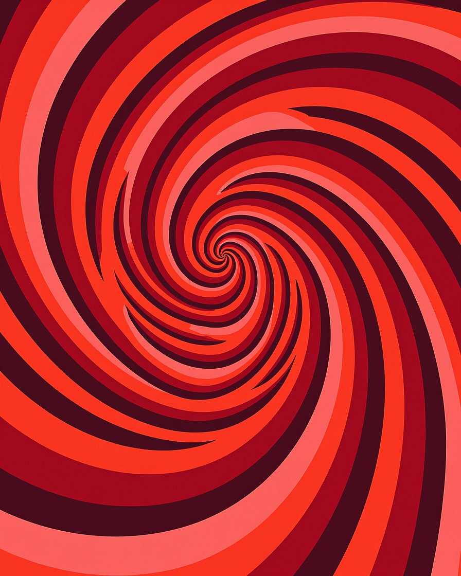 Crimson Swirling Spiral Abstract Rug