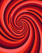 Crimson Swirling Spiral Abstract Rug