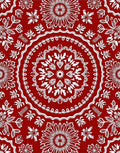 Crimson Mandala Floral Symmetry Rug