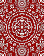Crimson Mandala Floral Symmetry Rug