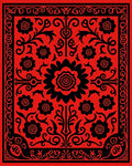 Bold Floral Red Black Border Rug