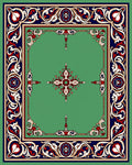 Ornate Crimson White Blue Medallion Rug
