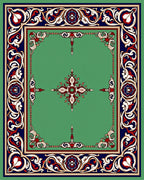 Ornate Crimson White Blue Medallion Rug