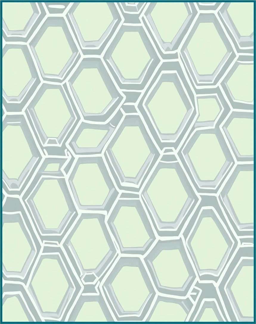 Pastel Green Hexagonal Mesh Rug